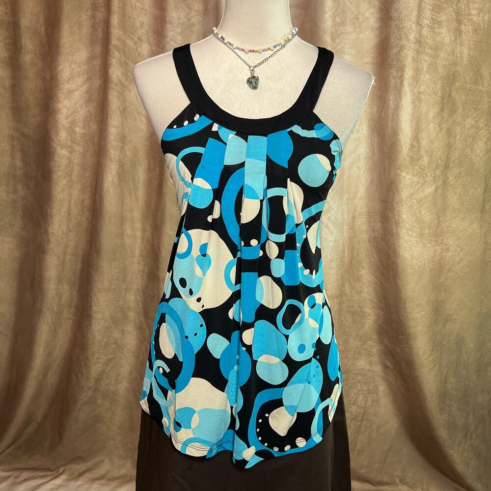 Vintage Y2K Tank Top Geometric Circle Pattern Round Neck Euro Indie Sleaze Euro